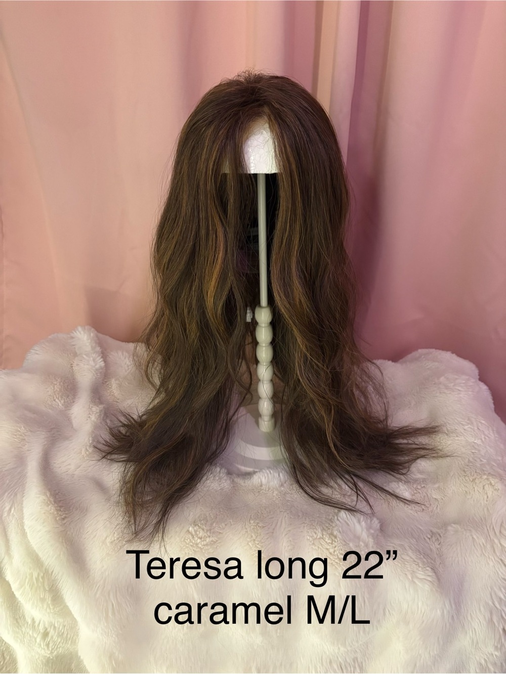 JB Extensions synthetic glueless wig Teresa Long 22” Caramel M/L snowflake lace